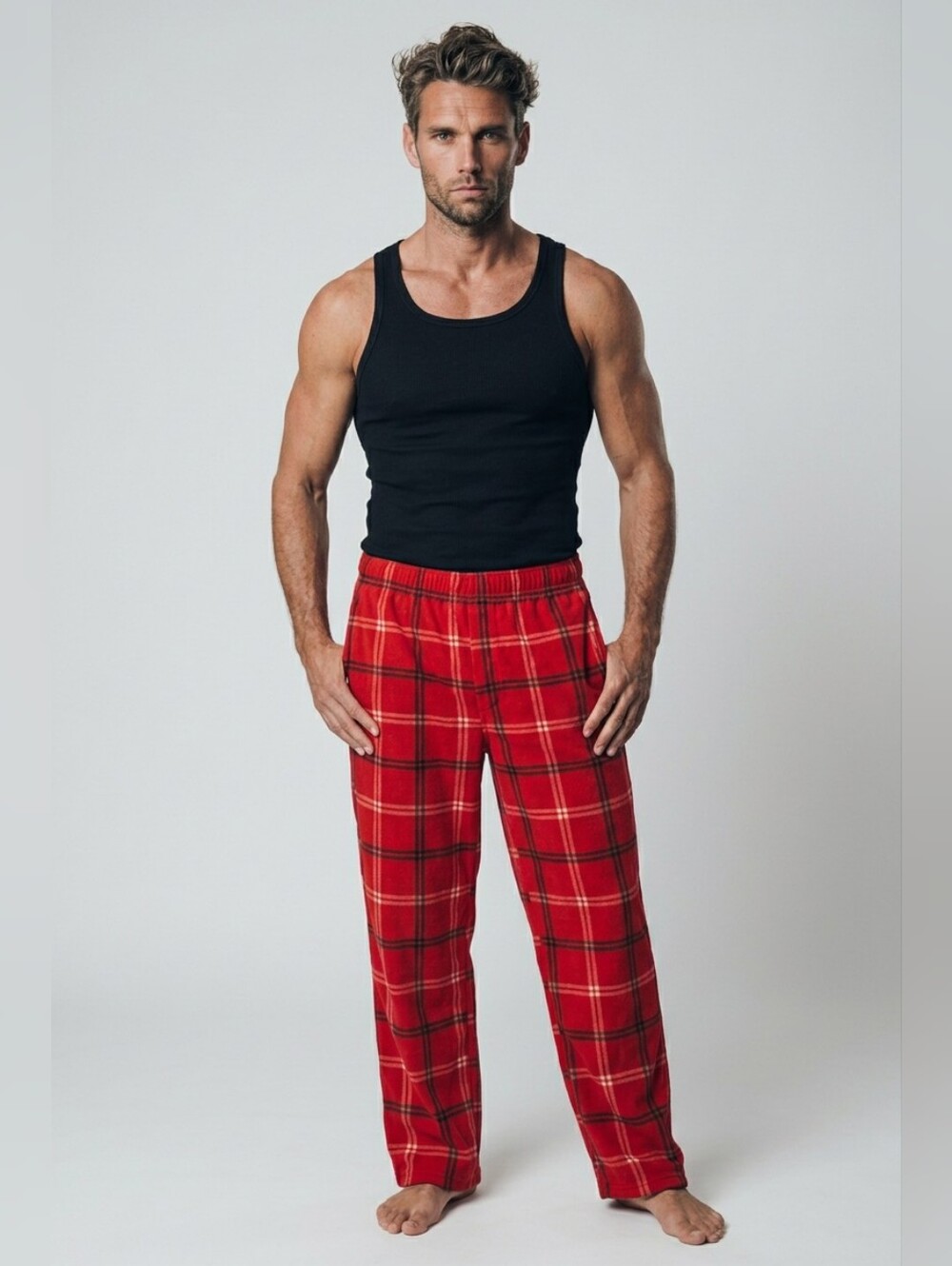 0390 Wondershop Red Plaid Men's Lounge Joggers